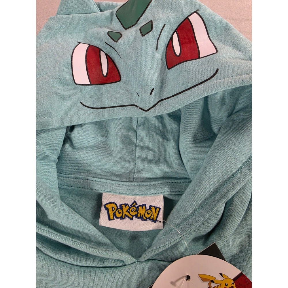 Pokemon Bulbasaur Kids Graphic Hoodie Aqua Blue Fleece Sweatshirt Size 7/8 NWT - Picture 3 of 8